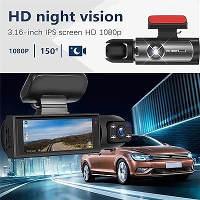 1080P Dual Dash Cam – Front & Rear Car Camera with Night Vision