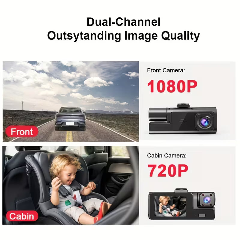 1080P Full HD Dash Cam – Front & Rear Car Camera with Night Vision